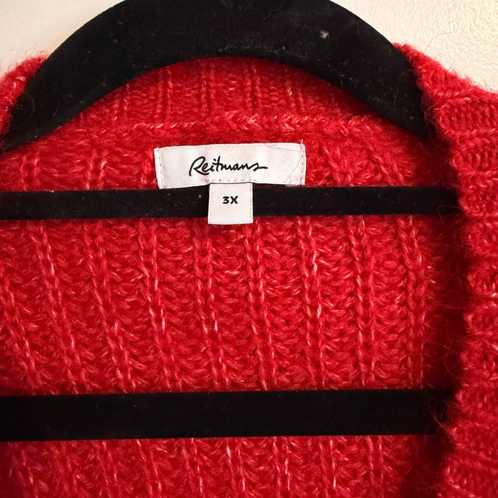 Reitmans Red Button-Up Sweater - Picture 2 of 3